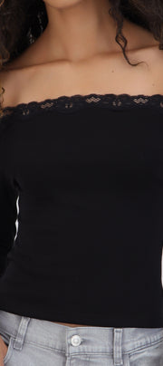 Top off shoulder detalle encaje
