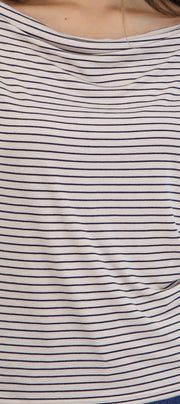 Blusa manga larga escote drapeado rayas