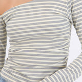 Top asimetrico one shoulder manga larga rayas