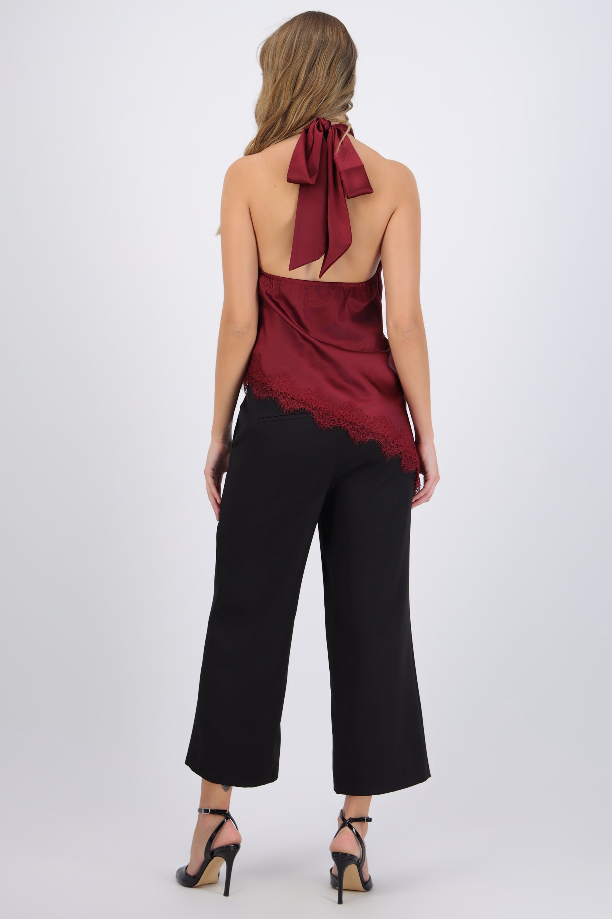 Pantalón cropped cintura alta