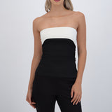 Top strapless doblez rib
