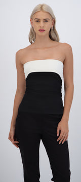 Top strapless doblez rib