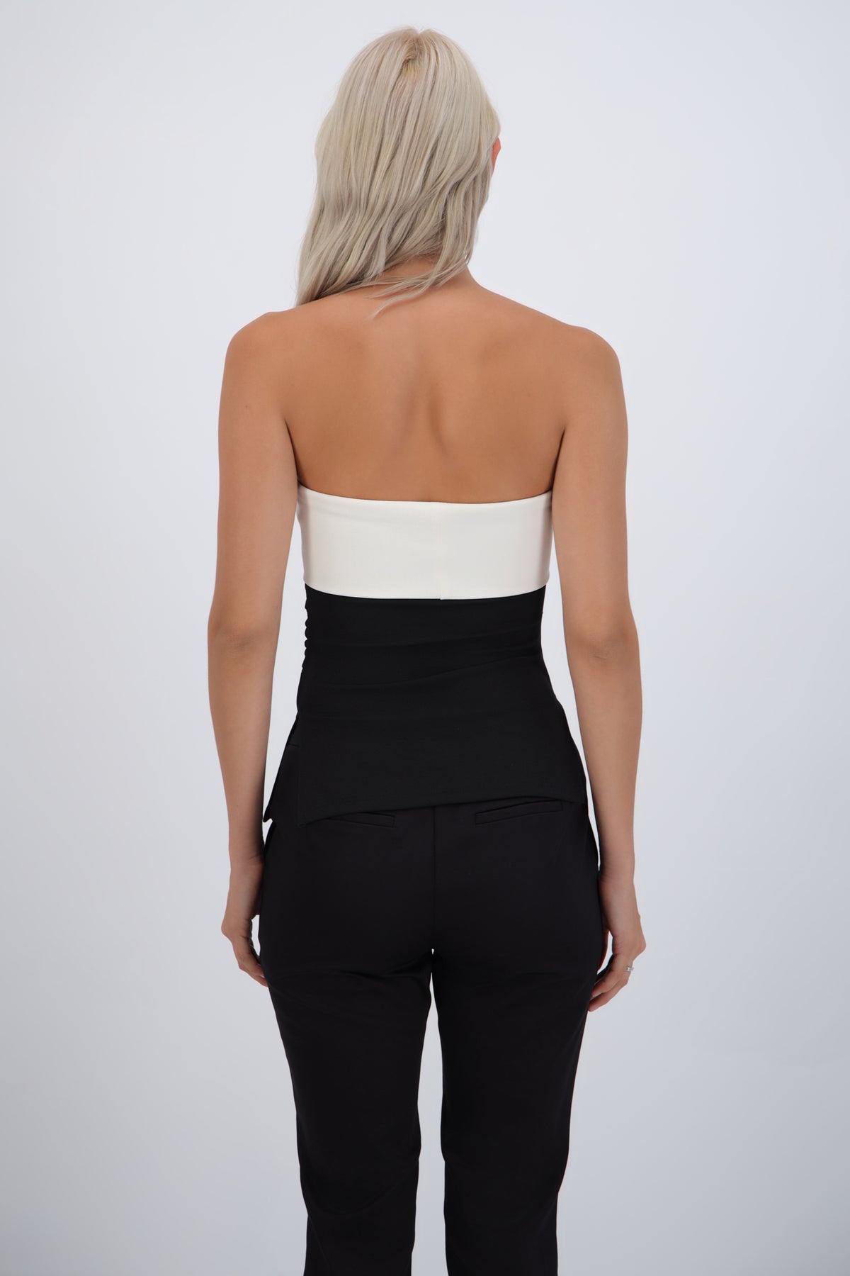 Top strapless doblez rib NEGRO COMBO