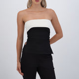 Top strapless doblez rib