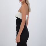 Top strapless doblez rib