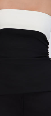 Top strapless doblez rib