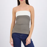 Top strapless doblez rib