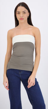 Top strapless doblez rib