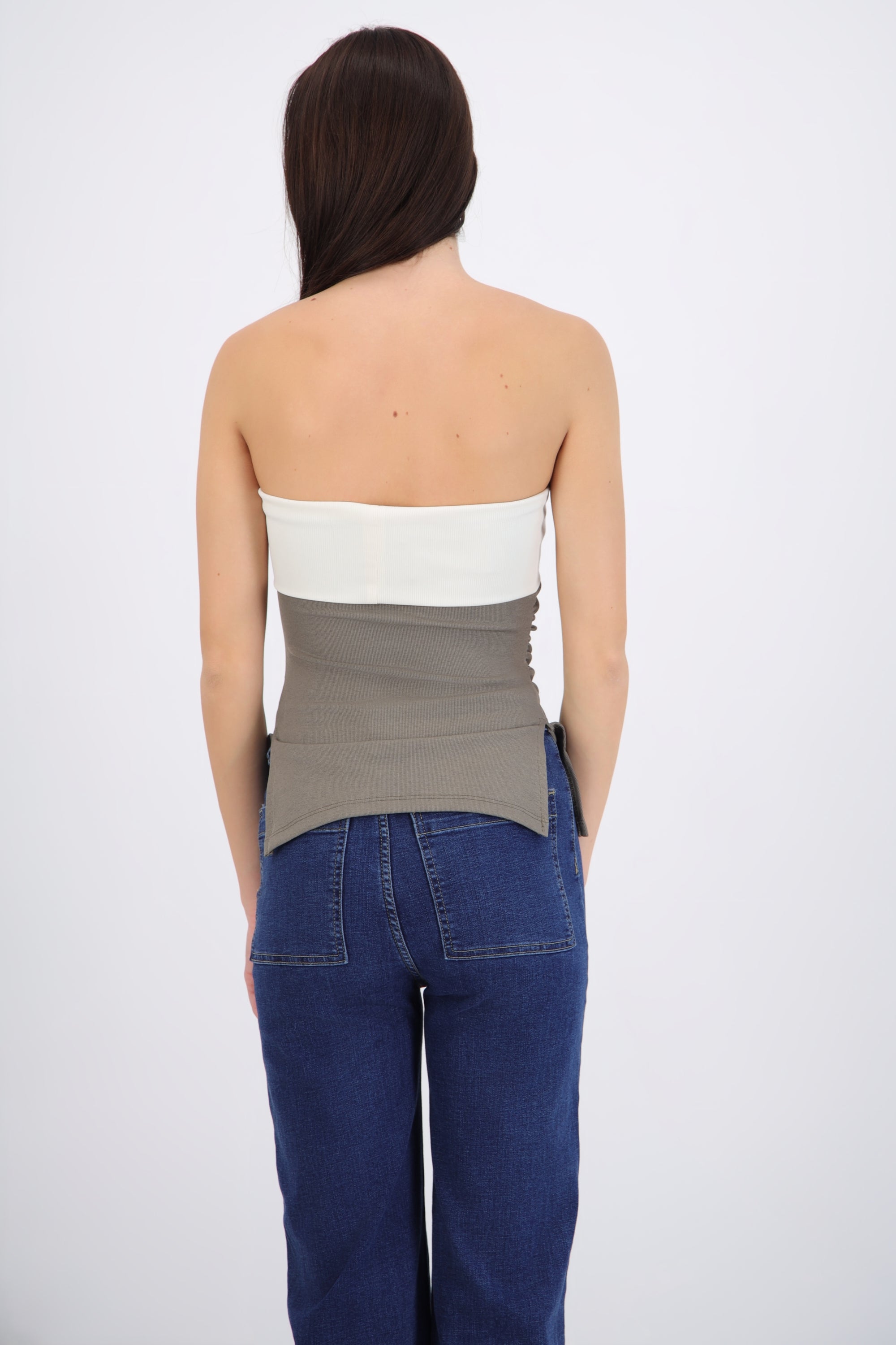 Top strapless doblez rib