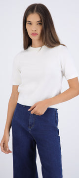 Top knit manga corta