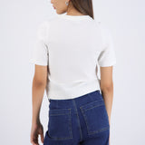 Top knit manga corta