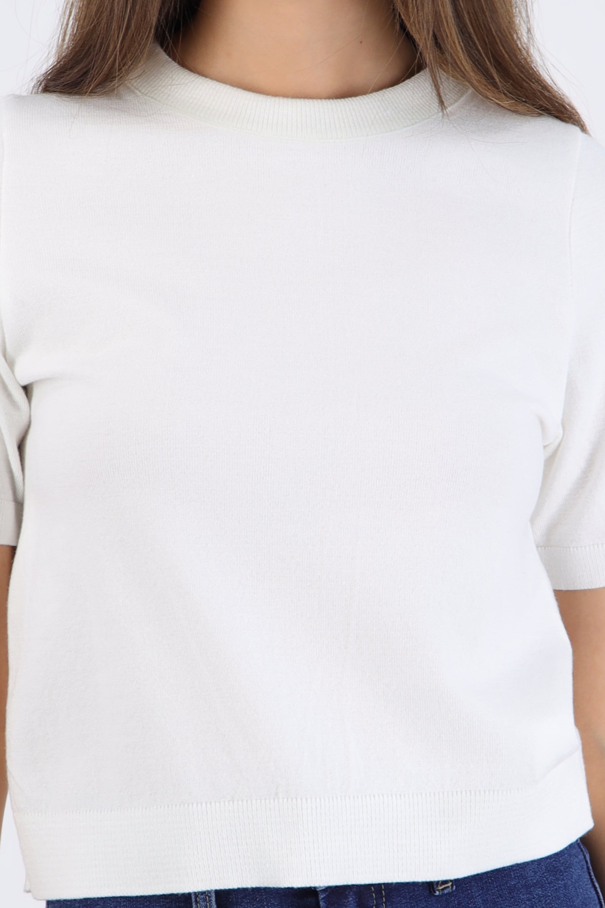 Top knit manga corta