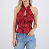 Top flores con alamares