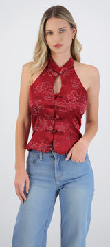 Top flores con alamares