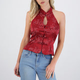 Top flores con alamares