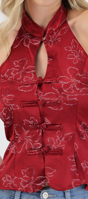 Top flores con alamares