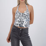 Top halter lentejuelas