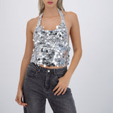 Top halter lentejuelas