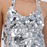 Top halter lentejuelas