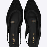 Flat red puntal sling back