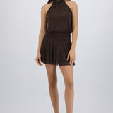 Vestido mini halter detalle brillo