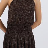 Vestido mini halter detalle brillo