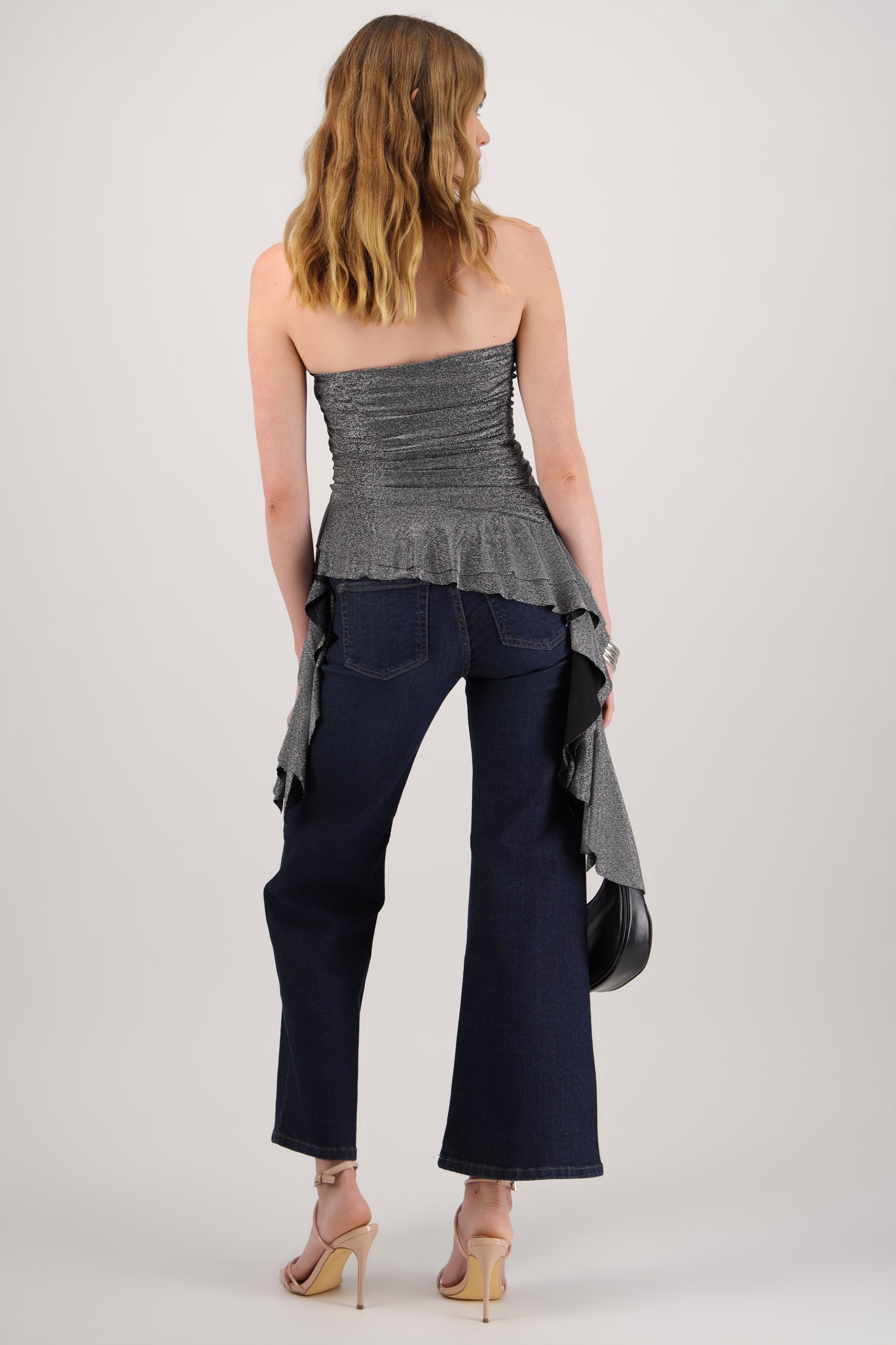 Top drapeado detalle brillo PLATA