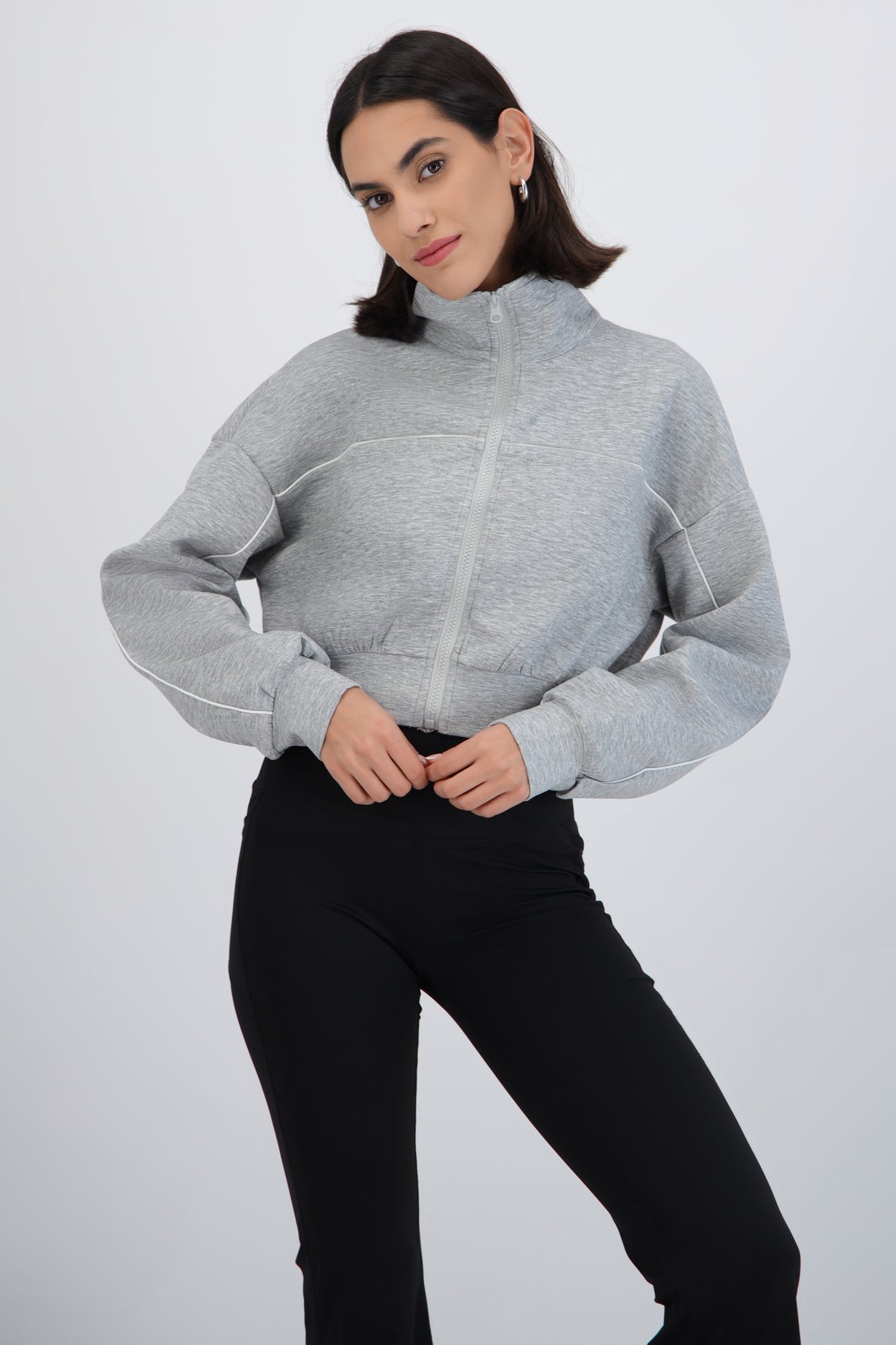 Sudadera con constraste lineas GRIS COMBO