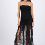 Vestido largo transparencia encaje