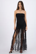 Vestido largo transparencia encaje