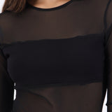 Bodysuit manga larga mesh