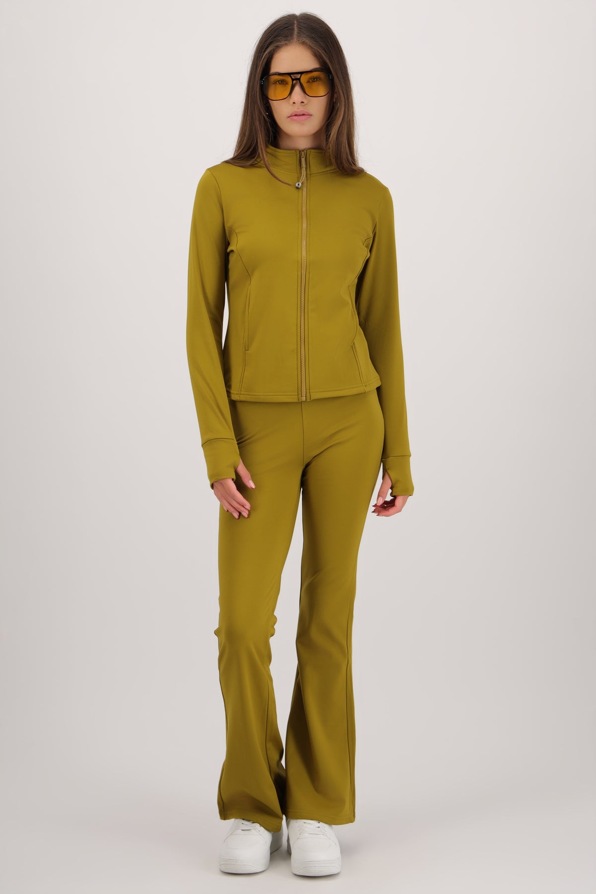 Leggings deportivos flare con fleece OLIVO
