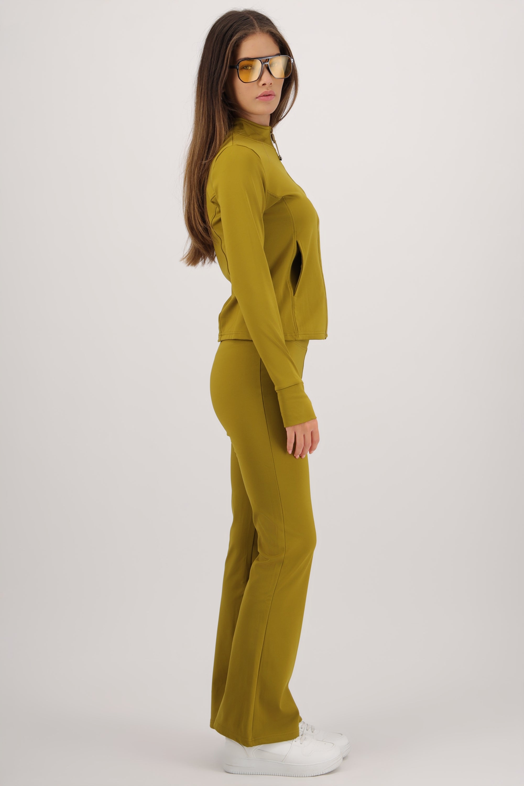 Leggings deportivos flare con fleece OLIVO