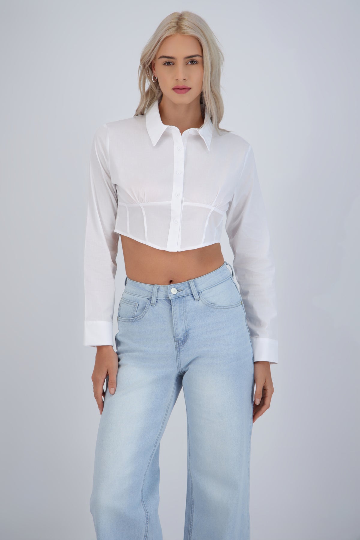 Camisa detalle corset BLANCO