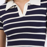 Playera manga corte detalle rayas