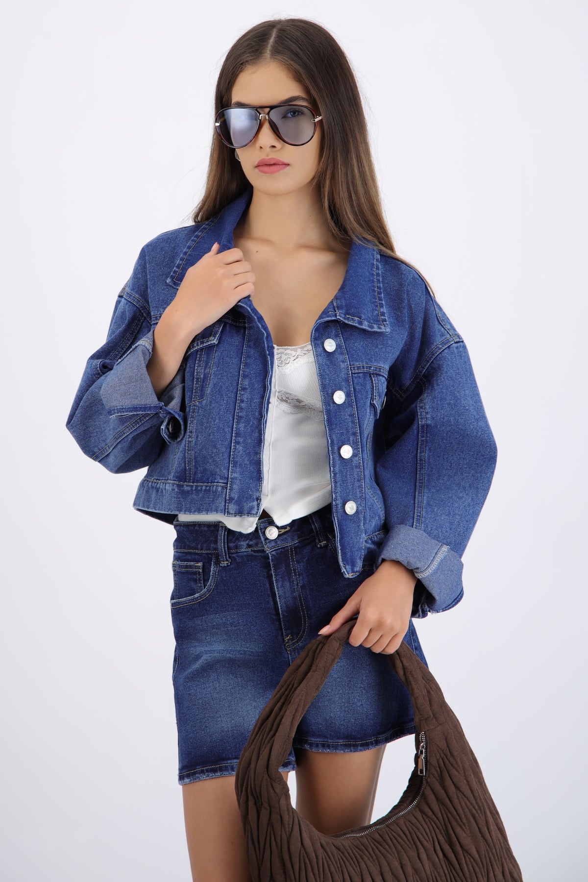 Chamarra denim corset MEDIUM WASH