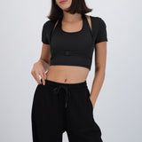 Top doble con ajuste en cintura