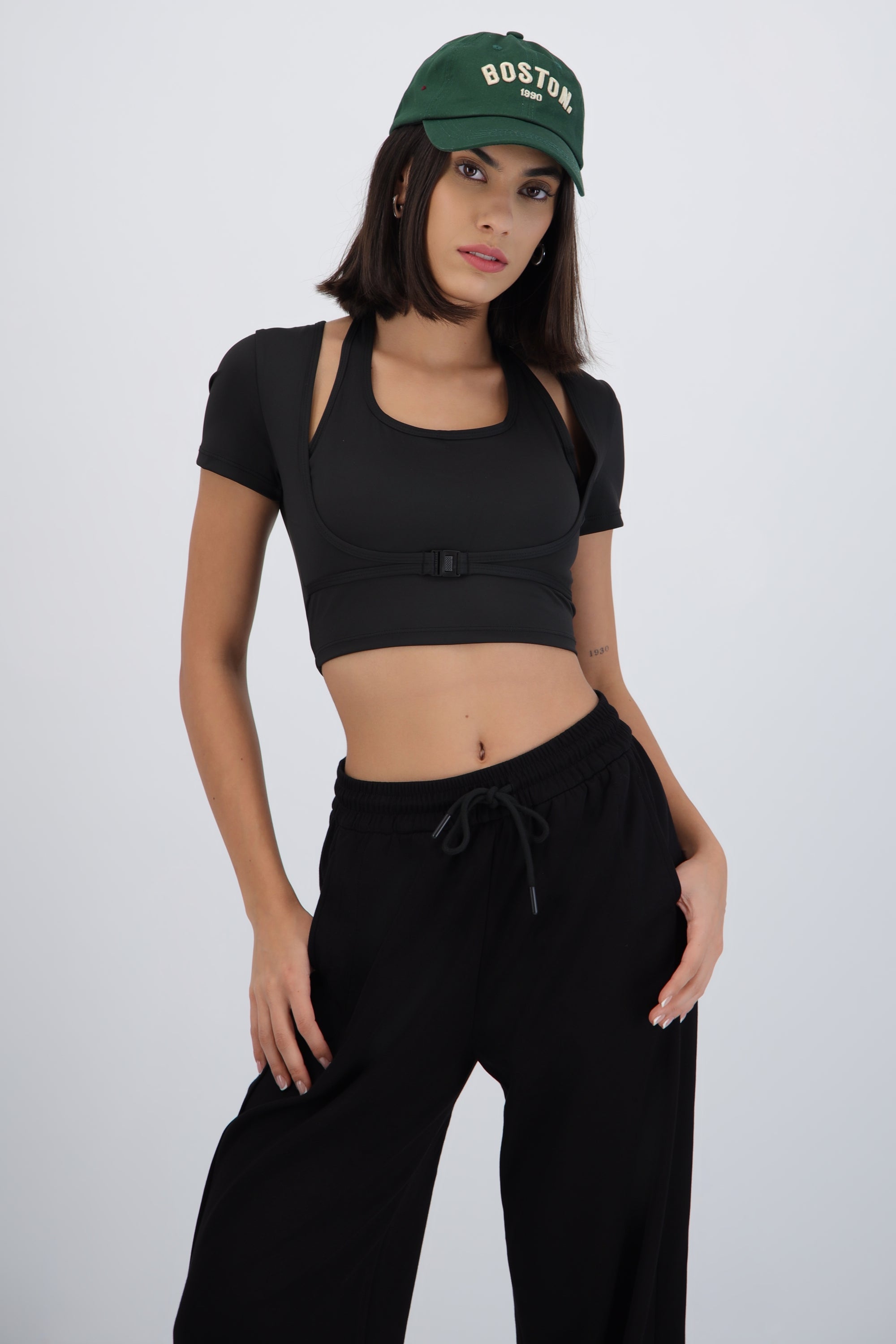 Top doble con ajuste en cintura