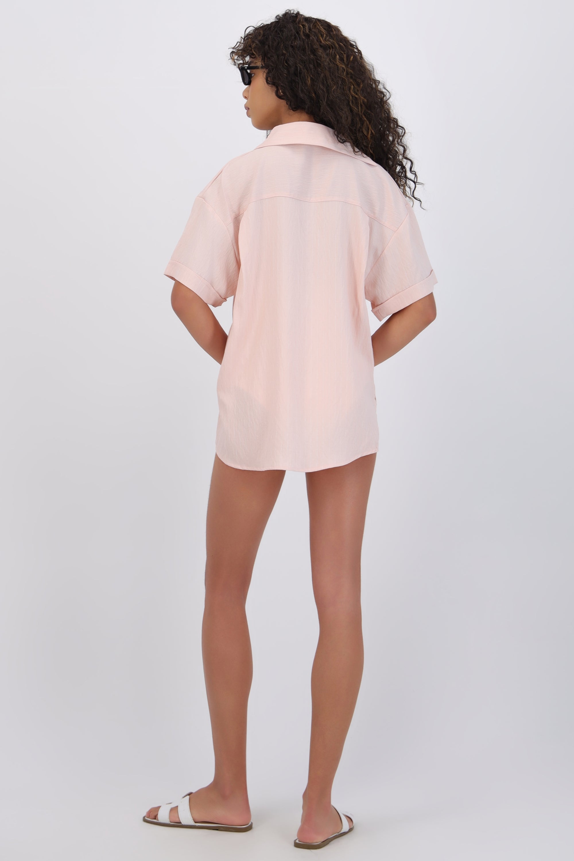 Blusa manga corta over lineas