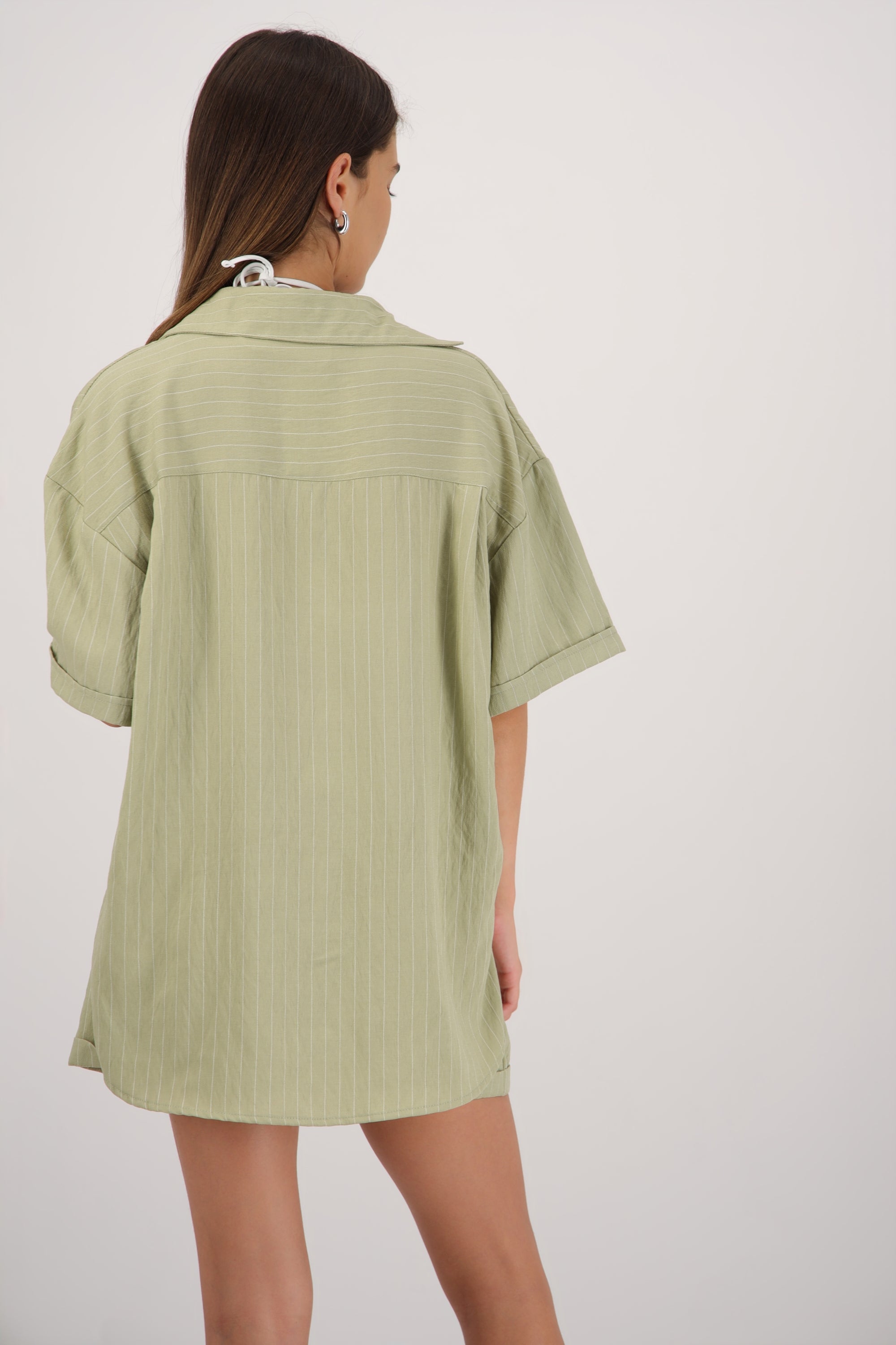 Blusa manga corta over lineas VERDE MANZANA
