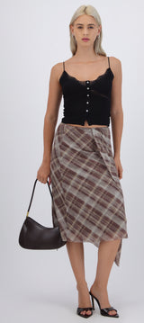 Falda midi cuadros