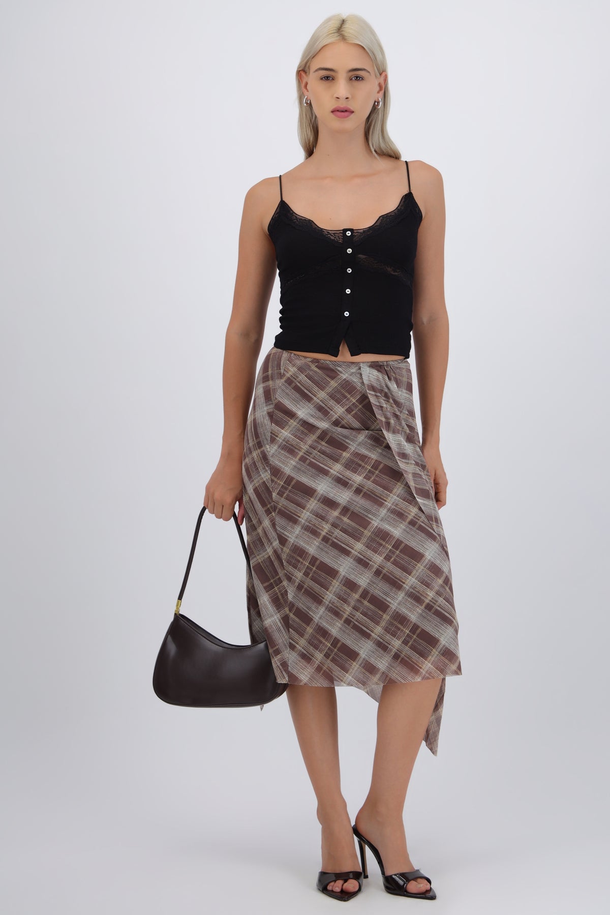 Falda midi cuadros CAFE COMBO