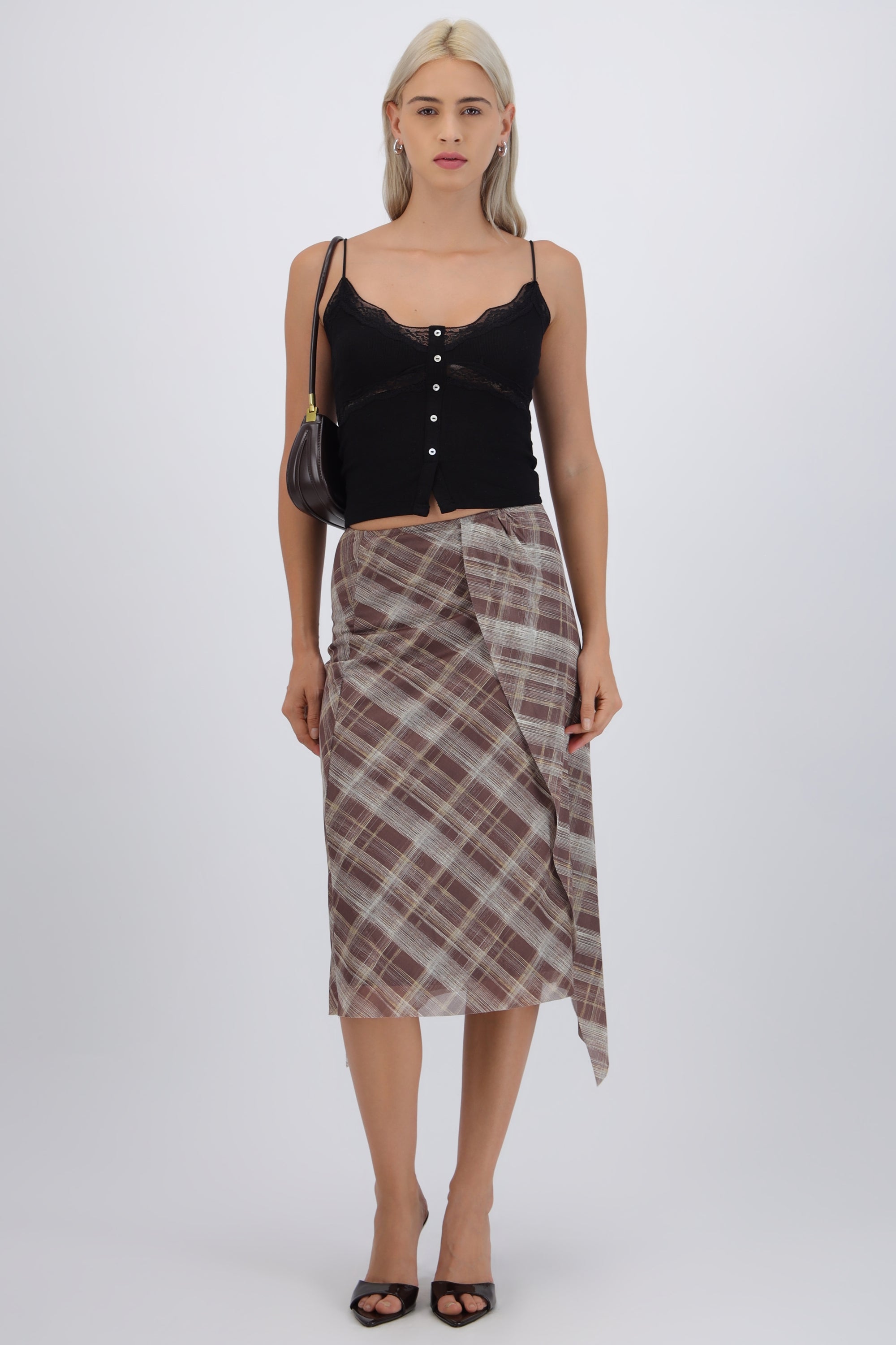 Falda midi cuadros