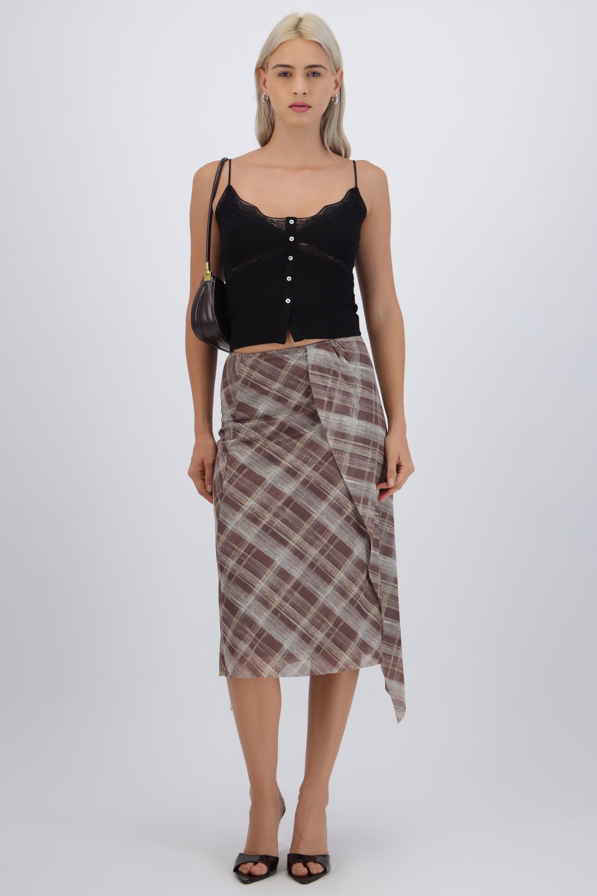 Falda midi cuadros CAFE COMBO