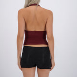 Top halter buello cascada brillos con hebilla