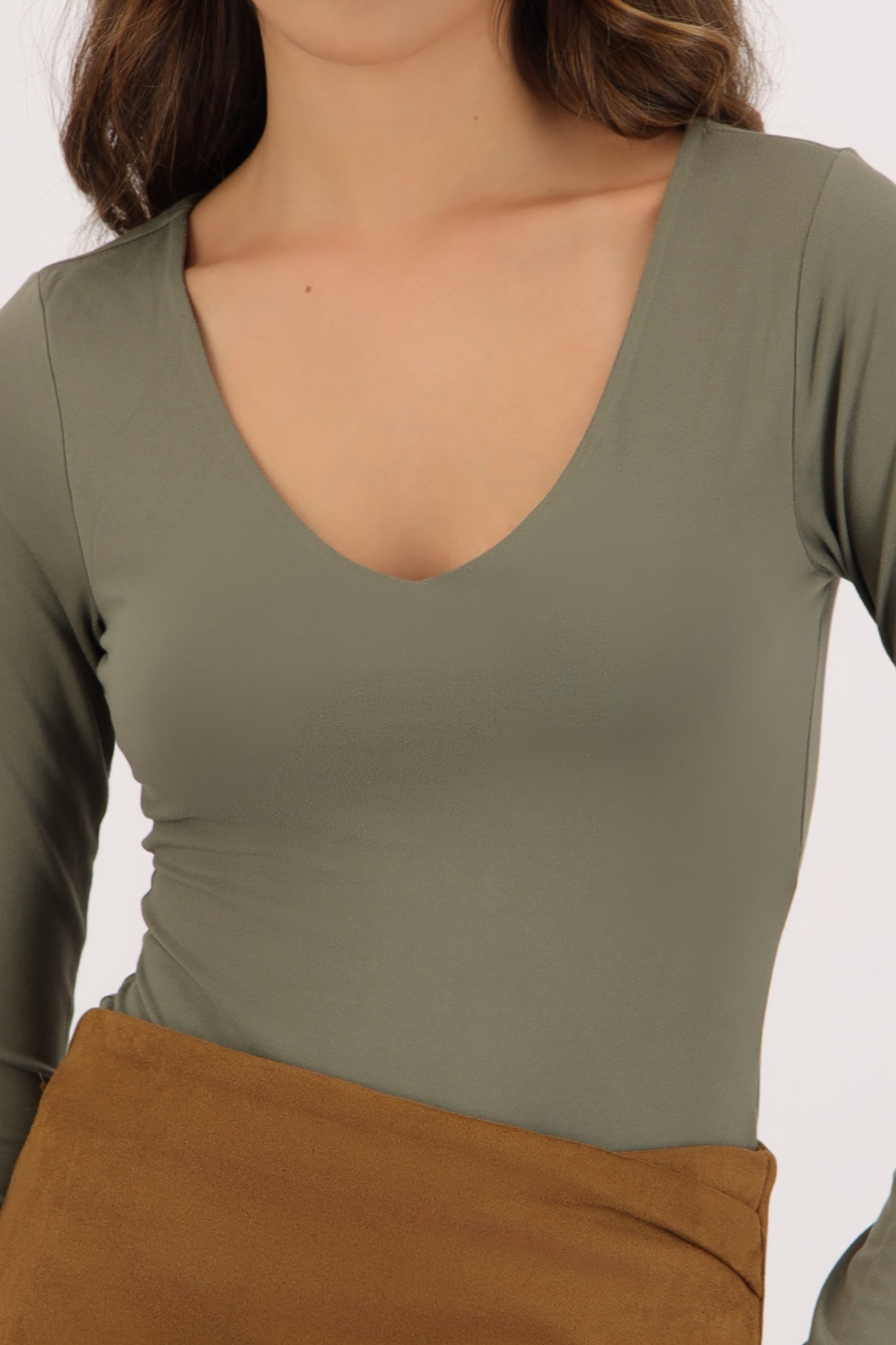 Bodysuit escote v manga larga OLIVO