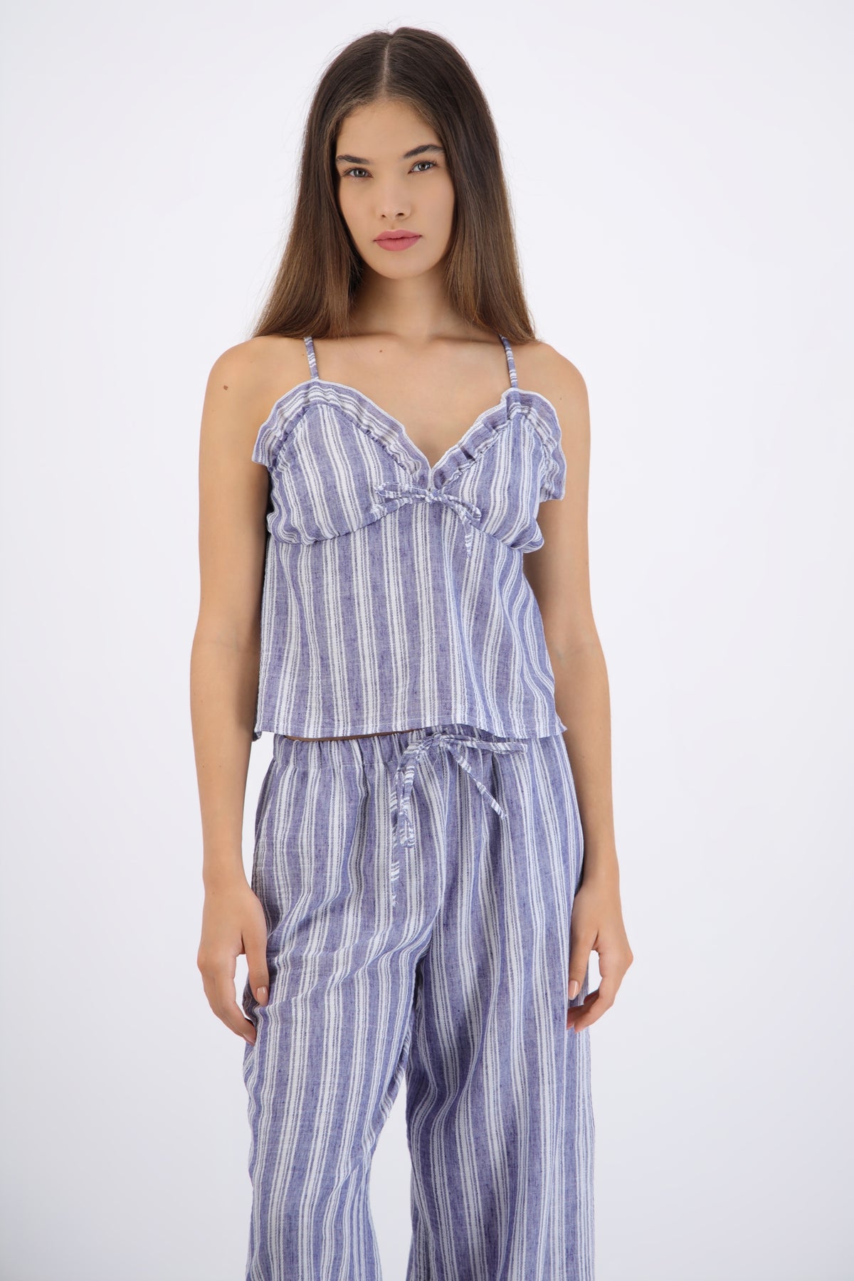 Top tirantes textura lineas AZUL COMBO