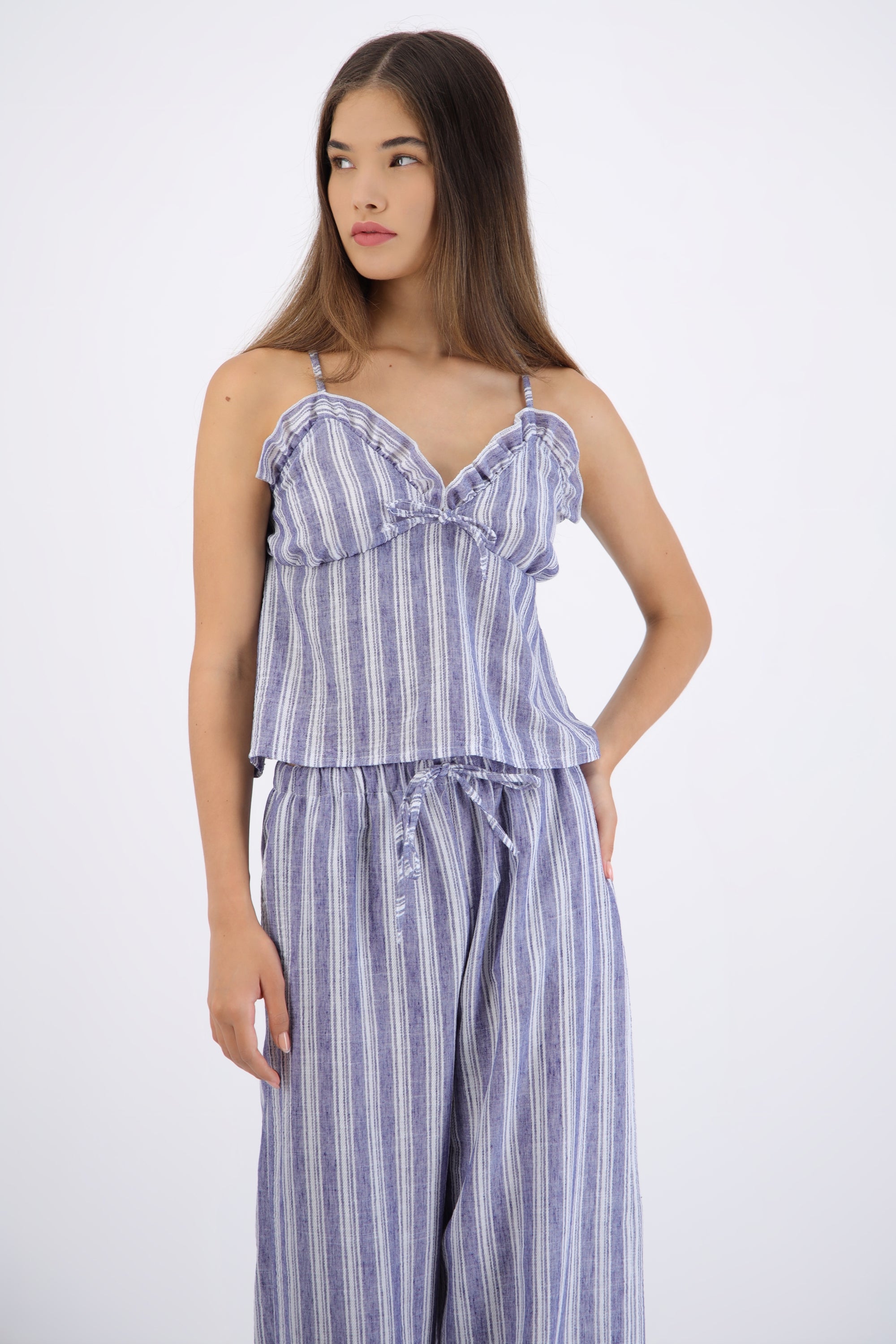 Top tirantes textura lineas AZUL COMBO
