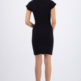 Vestido manga corte abertura escote