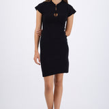 Vestido manga corte abertura escote